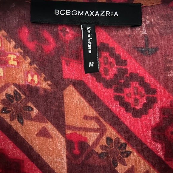 BCBGMAXAZRIA Dress Size M Multicolor V-neck 3/4 Sleeves - Picture 2 of 4